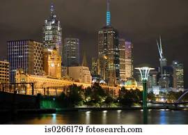 a, rio yarra, e, melbourne, skyline