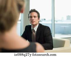 hombre de negocios, en, reunión