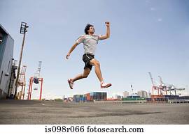 Man athlete jumping