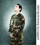 retrato, de, um, soldado