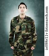 retrato, de, um, soldado