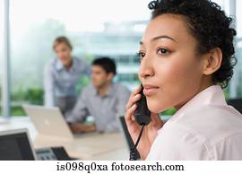 Office worker on telephone