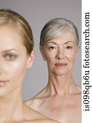 Faces of young and senior women Faces of young and senior women