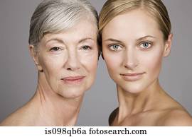 Faces of young and senior women Faces of young and senior women