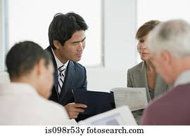 businesspeople, in, versammlung