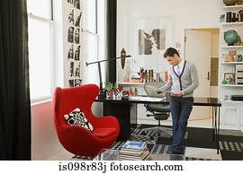 desenhista moda, em, escritório