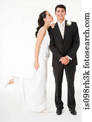 novia, besar, el, novio