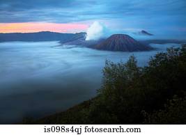 monte, bromo, vulcão, java, indonésia