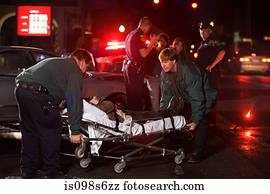 serviços emergência, em, cena, de, acidente