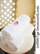 toalhas, em, um, spa