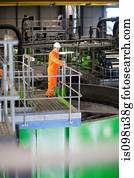 engenheiro, em, fábrica