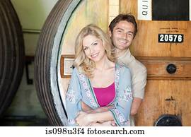 Happy couple in a winery