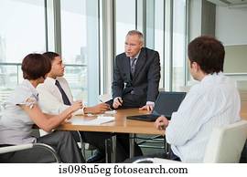 businesspeople, in, versammlung