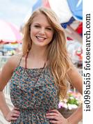 Teenage girl with long hair