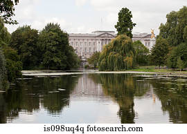 Lake at St James's Park and Buckingham Palace, London