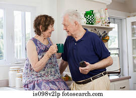 Senior couple in kitchen