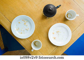 Overhead view of breakfast table