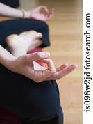 Women in lotus position during yoga