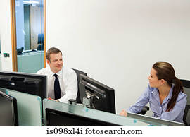 businesspeople, in, büro