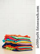 pilha, de, limpo, lavanderia