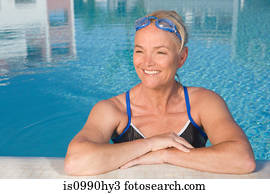 Mature woman in swimming pool