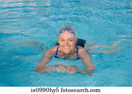 Mature woman swimming in pool