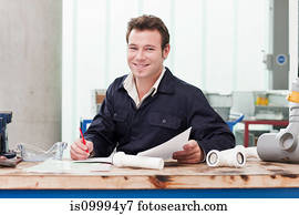 Apprentice plumber in class, portrait