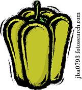 An illustration of a green pepper Drawing | szo0552 | Fotosearch