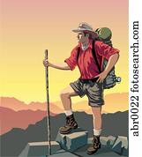hiker in landscape hiker in landscape