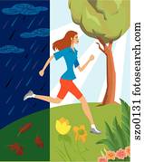 mulher pula um ano novo aptidão