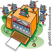eletrônico, votando, sistema
