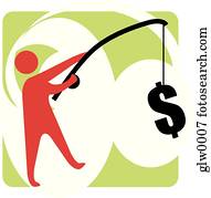 man fishing for money