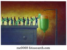 putting money into an iv drip