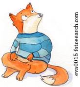 raposa, sentar chão