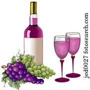 wine and two wine glasses wine and two wine glasses