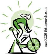 woman on a stationary bike woman on a stationary bike