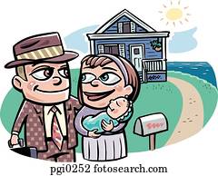 A family standing in front of their new home