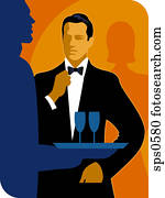 A man in a tuxedo at a party