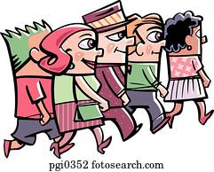 a, menschengruppe, ausrichtung, in, a, warteschlange