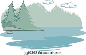 An illustration of a scene at a lake
