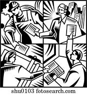 An illustration of communication between employees in various departments