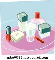 desenho, de, um, jogo, de, cosméticos, produtos