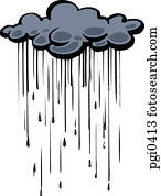 desenho, de, um, nuvem chuva