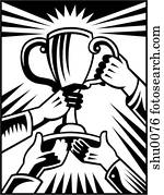 Hands holding up a trophy