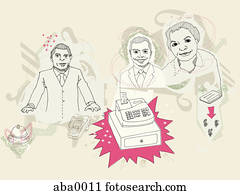 ilustração, de, um, vendas, transação