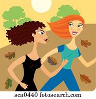 Two women taking an early morning walk