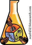 um, frasco, contendo, um, aquoso, solução