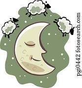 um, lua adormecida, e, a, ovelha contando