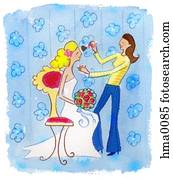 A bride getting her makeup done