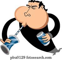 A man drinking soda on white background